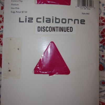 Vtg Liz Claiborne Silky Opaque Control Top Pantyhose Hot Pink Style 843 M