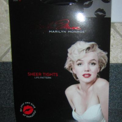 NEW MARILYN MONROE BLACK SHEER TIGHTS LIPS DESIGN SIZE B