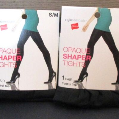 Lot of 4 Hanes Style Essentials Opaque Shaper Tights Size S/M Black Control Top