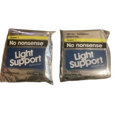 No Nonsense Light Support Pantyhose Queen 1 Tan Sandalfoot Control Top Lot of 2