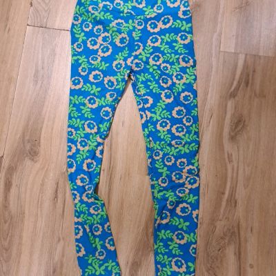 Lularoe Leggings Bright Blue Daisy Floral Size OS, New NO Tag