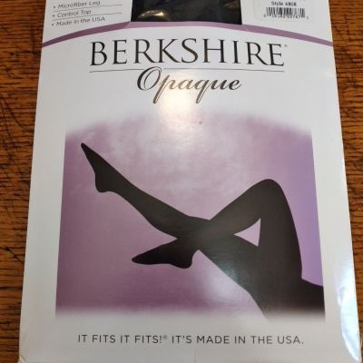 NWT Vintage Berkshire Opaque Matte Microfiber Waist Black Pantyhose Size 1X 2X