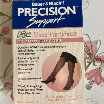 Black Medium Support Pantyhose by Bauer and Black