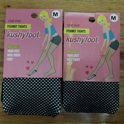 NEW 2 Pair Kushyfoot Fishnet Tights Size Womens Medium NIP Halloween Punk Goth