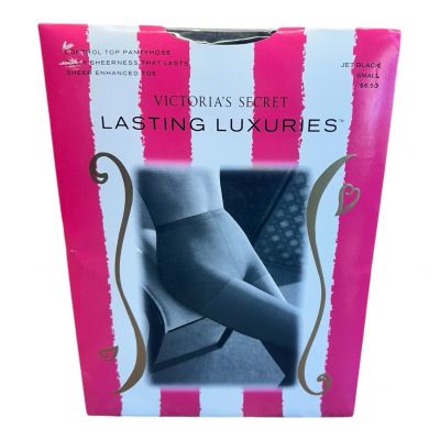 Victoria's Secret LASTING LUXURIES Sheer Control Top Jet Black Pantyhose Sz S