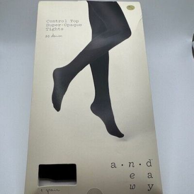 a new day Black Control Top Super Opaque Tights 80 Denier Womens Size M/L New