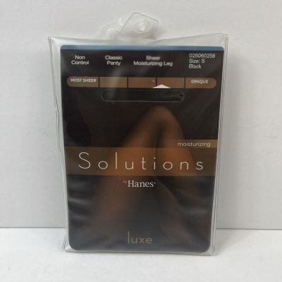Hanes Solutions Luxe Black Non Control Classic Panty Size S Moisturizing NEW