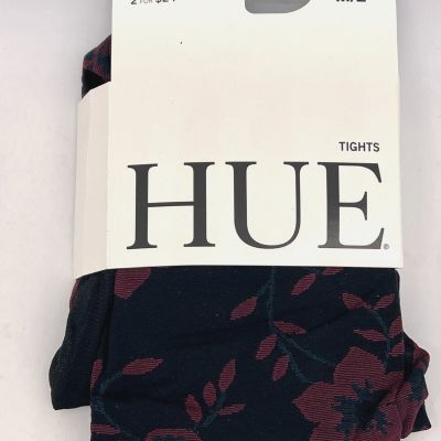 HUE Black w/Burgundy Floral Vine Tight w/ Control Top U18319 Women's Size M/L