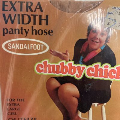 Vintage Chubby Chick Pantyhose Extra Width Sandalfoot Size A Fits 180-200 LBS