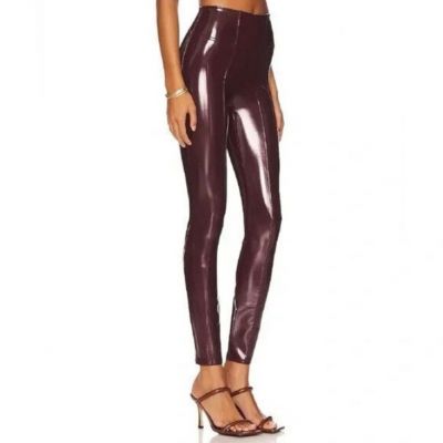 SPANX Faux Patent Leather Liquid Glossy Leggings Ruby Red High Rise Size XS