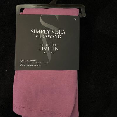 Simply Vera Vera Wang High Rise Live-In Legging Maroon/Light Purple 1X New