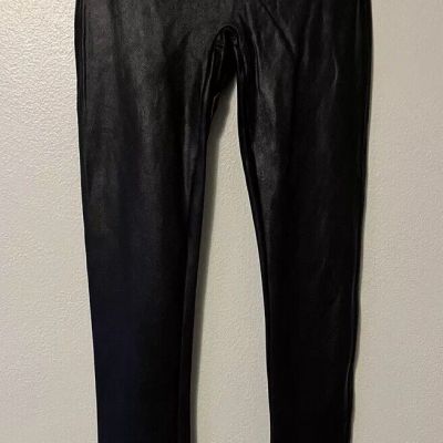 Spanx Faux Leather Leggings Shiny Black 2437Q Women’s Petite Small