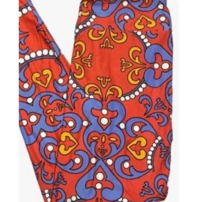 NEW LuLaRoe Fan Favorite TC2 Sz 18+. Orange Baroque Print. Unicorn Leggings