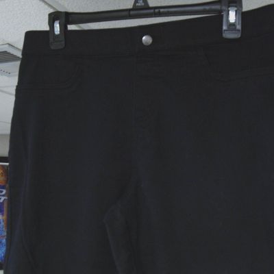 Women's Hue Studio Active Pants Leggings Elastic Waist Black Size L Back Pockets