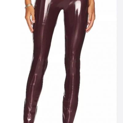 SPANX Faux Patent Leather Liquid Gloss Leggings Pants Ruby Size Petite Small NEW