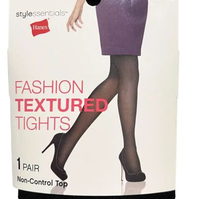 Hanes Style Essentials Fashion Textured Tights Diamond Dot Tights Size M/L Black