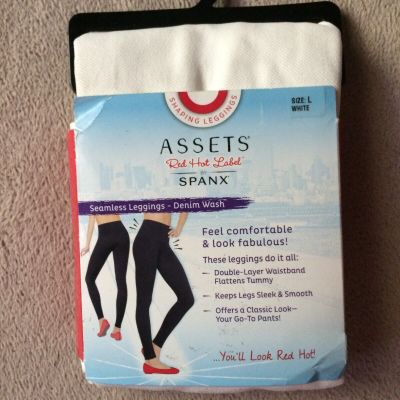 Assets by Spanx sz L White Seamless Leggings Denim Wash Style 2268 NWT