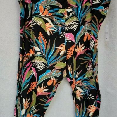 Womens Capri Leggings Pants Size 5X 32W/34W Terra & Sky Floral Sueded NEW