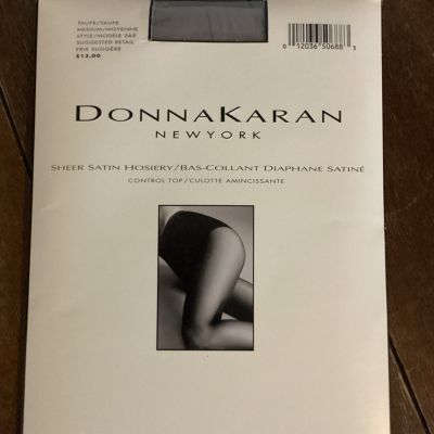 Donna Karan Control Top Sheer Satin Pantyhose Medium Taupe Style 265