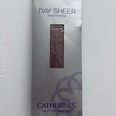 Catherines Day Sheer Sandalfoot Ribbed Pantyhose Light Taupe Size B