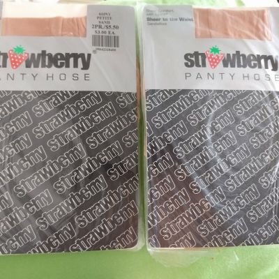 Strawberry PANTY HOSE, Size Petite, sand color, 2 pairs