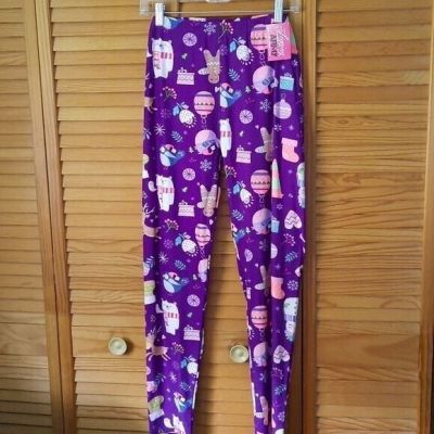 Legging Army Christmas Holiday Purple Buttery Soft Leggings Xtra Plus Size 3/5XL