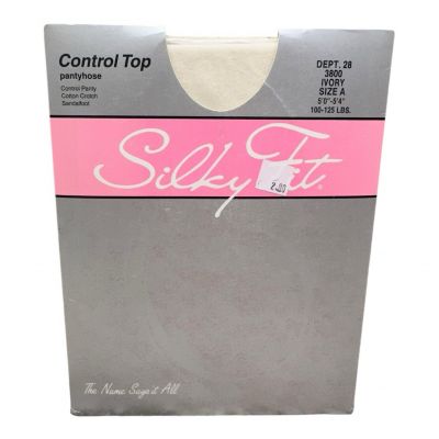 Vintage Silky Fit Control Top Sandalfoot Pantyhose Size A Ivory NIP