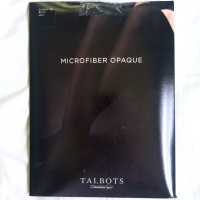 Size C Talbots Microfiber Opaque CONTROL TOP Black Pantyhose Tights Hosiery NIP