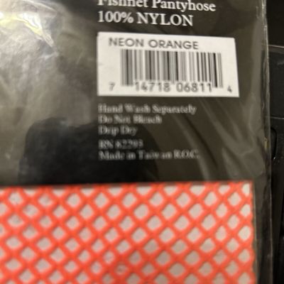 Leg Avenue Fishnet Pantyhose Style 9001A One Size Neon Orange 90-165 lbs. New