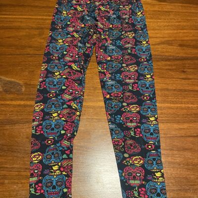 Women's Plus Size Pink Blue Sugar Skull Stretch Pants Leggings Multi Color