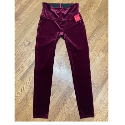 SPANX Red Maroon Burgundy Velvet high rise full length leggings Size XL NWT