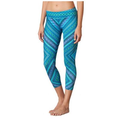 Prana Roxanne Green & Blue Printed Cropped Legging Style# PRA0104 Size Large