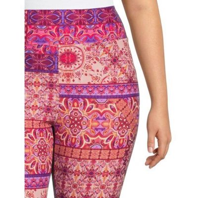 Terra & Sky Women's Boho Patchwork High Rise Super Soft Sueded Capri Leggings