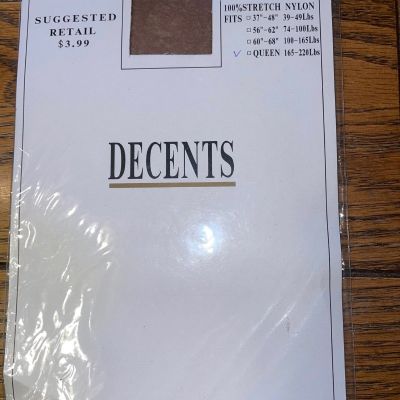 1 Decents 100perc Stretch Nylon Pantyhose - Brown Queen size - New