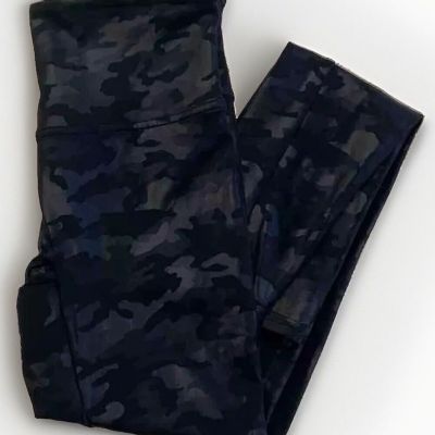 SPANX 20185R Glossy Camo Matte Black shaping slimming Leggings Med