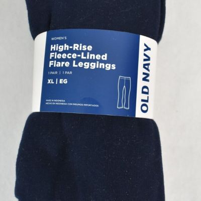 Old Navy High Rise Fleece Lined Flare Leggings Size XL Navy Women's New