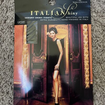 St Michael Italian Luxury Shiny Tights - Size Small, Black