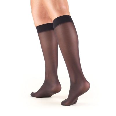 Truform Women's Stockings Knee High Sheer: 8-15 mmHg L BLACK (1763BL-L)