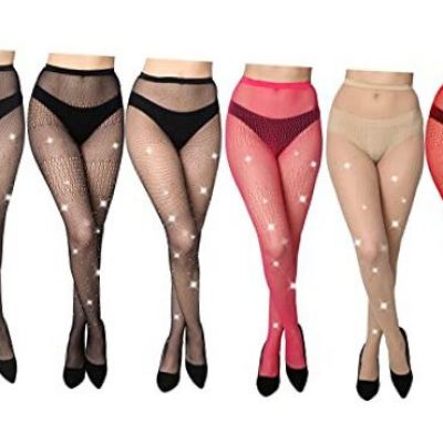 Fishnet Women's Lace Stockings Tights Medium-Large 1023 Colors W/ Rhinestones