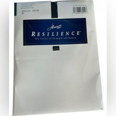 New In Package Vintage Hanes Resilience Control Top Pantyhose Size EF Jet Black