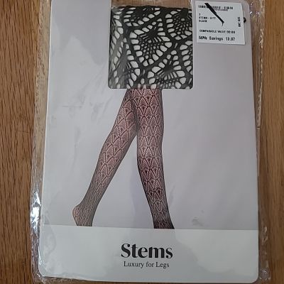 New Women's STEMS-5177 Frond  Fishnet Tights Black  One Size