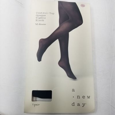 A New Day 1X 2X Black Tights Nylons Control Top Opaque 50 denier Target A161