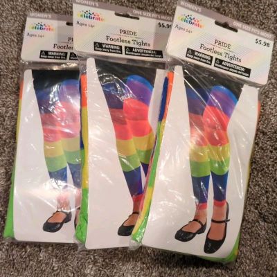 Rainbow PRIDE ???? Multi Color Footless Tights ONE SIZE NEW Lot of 3