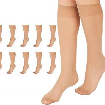 L'eggs Everyday Women's Nylon Knee Highs Reinforced Toe Nude 1 10-pack