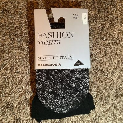 Calzedonia paisley fashion tights, color nero, size: M/L