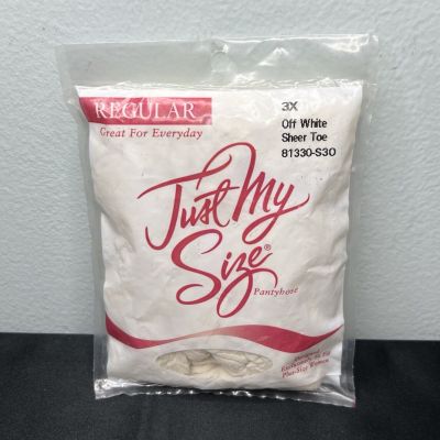 Vtg Just My Size Regular Everyday Pantyhose Sheer Toe 100perc Nylon Off White Sz 3X