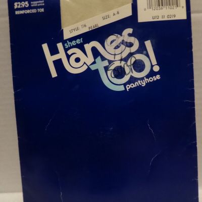 2 Pair Hanes Too, sheer pantyhose, Pearl & town Taupe size: AB