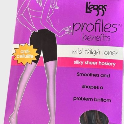 Leggs Profile Mid-Thigh Toner Moderate Control Shaper Anti Cellulite *BLACK M*