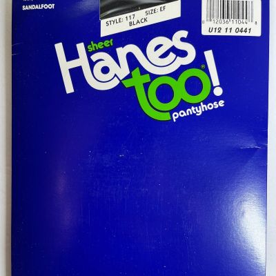 Hanes Too Sandalfoot Style 117 Size EF Color Black