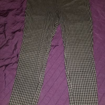 Seven 7 Jeans Black White Plaid Pull On Legging Flat Front Size XXL Slimming